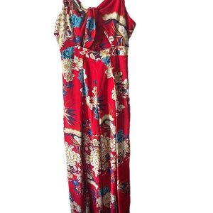 Vibrant Boho One piece Jumpsuit wide legs slits Floral feminine Beachy
